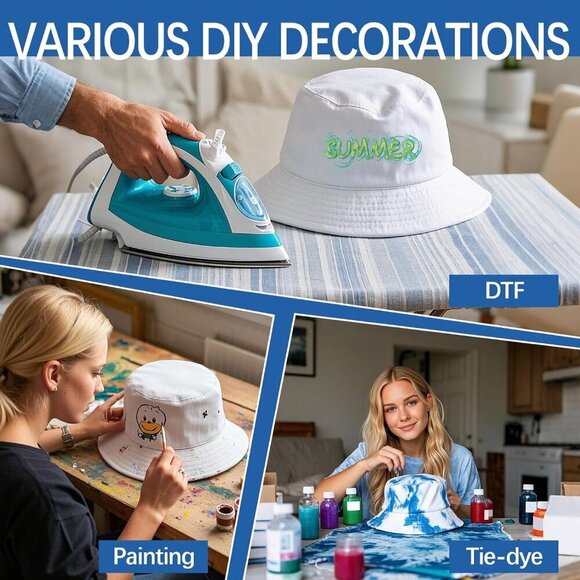 Unisex Bucket Hats Bulk Solid Color Cotton Polyester UV Protection Pack main image 4